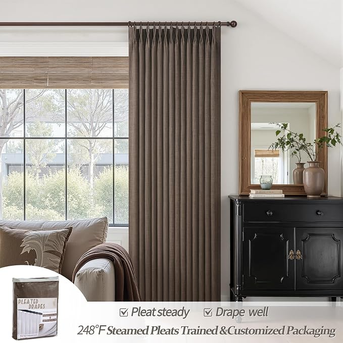 Double Layer Thick Linen Blackout 105 Inch Tall Curtains - Image 6