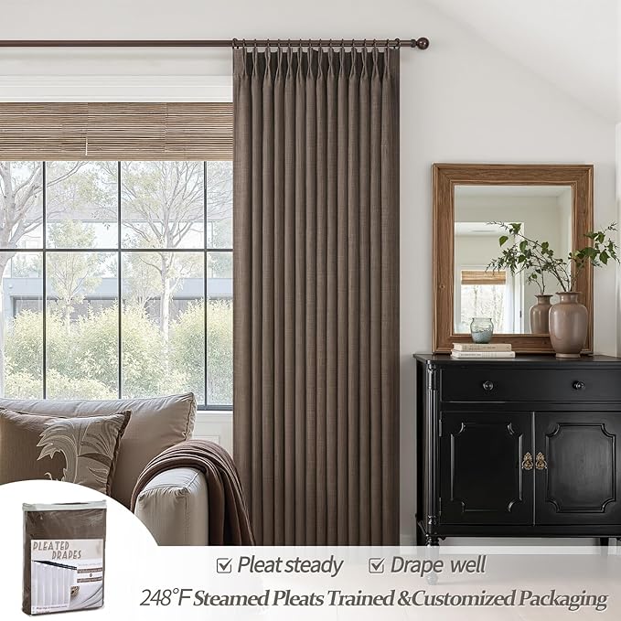 Extra Long 120 Inch Pinch Pleat Dark Brown Curtains - Image 6