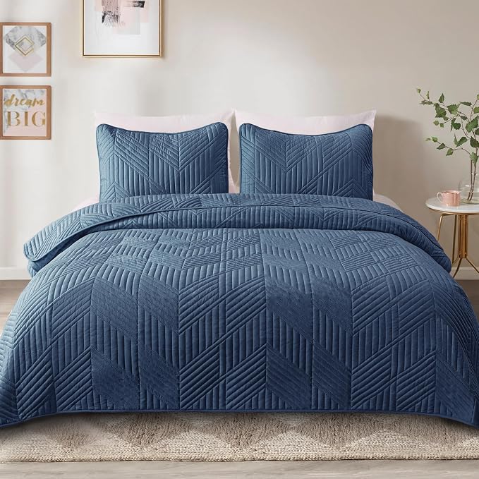 Exclusivo Mezcla Ultrasonic Full Queen Quilt Bedding Set, Soft Microfiber - Image 2