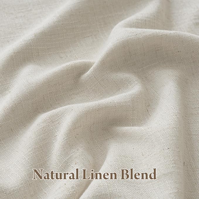 RYB HOME Natural Pinch Pleated Linen Curtains, 100% Blackout Thermal Insulated - Image 3