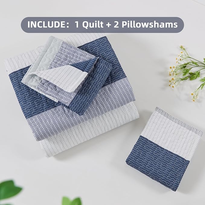 King Quilt Set Mineral Blue, 3 Pieces Bedspreads & Coverlets Set | Mineral Blue - Image 8