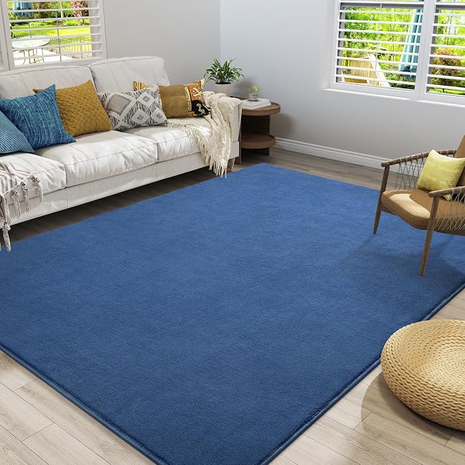 Modern Area Rugs for Bedroom Living Room, 5x8 Blue Memory Foam Rug | Thickened - Image 6
