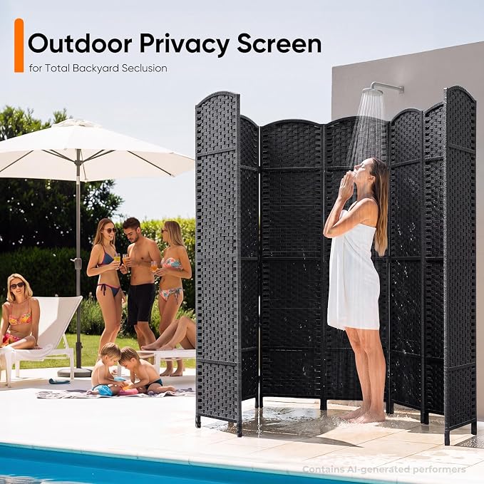 8 Panel Woven Room Divider, Freestanding Decorative Room Partition - Image 8