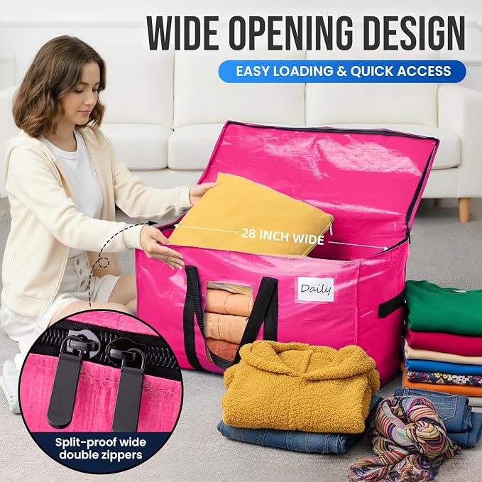 TAILI 6 Pack Pink Extra Large Moving Bags, Storage Bags - Image 4