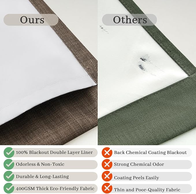 Double Layer Thick Linen Blackout 105 Inch Tall Curtains - Image 5
