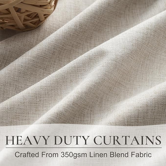 QJmydeco 100% Blackout Curtains 45 Inches Long 2 Panels Set, Short Linen Heat - Image 5