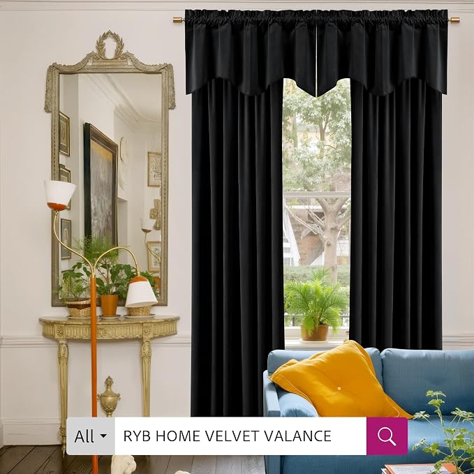 RYB HOME Black Velvet Blackout Curtains 84 inches - Image 5