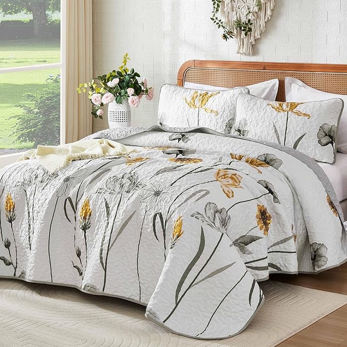 WONGS BEDDING Floral Quilt Set King Size - Image 2