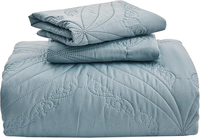 Kingnex Oversized Cal King Bedspreads 120x120 Ultrasonic Quilted Blue | - Image 6