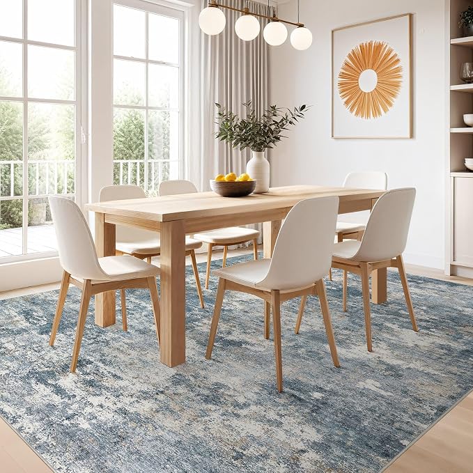 Nakagishi 10x14 Area Rugs Living Room: Washable Abstract Large Neutral Soft Rug - Image 6