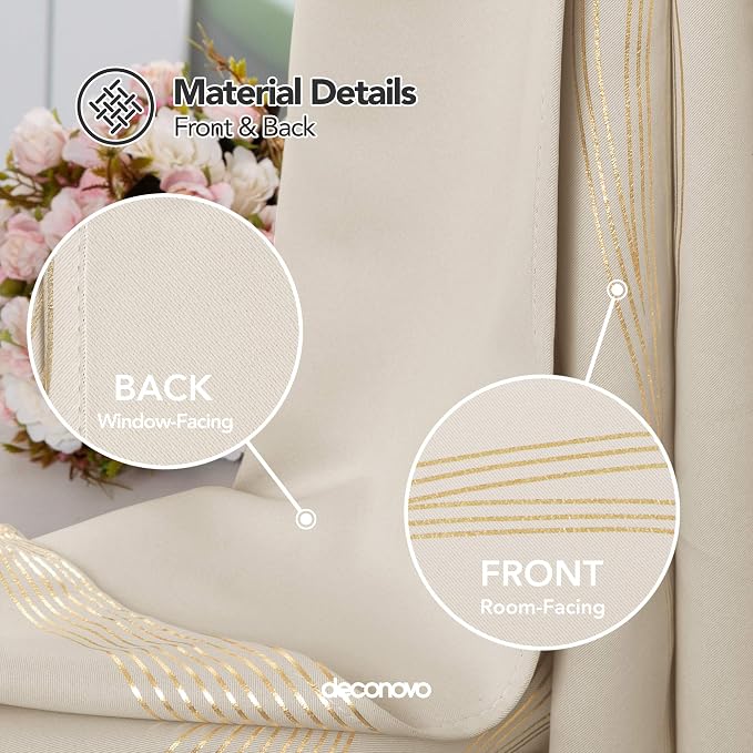 Deconovo Curtains for Living Room, Pattern Blackout Curtains 45 Inches Long | - Image 5