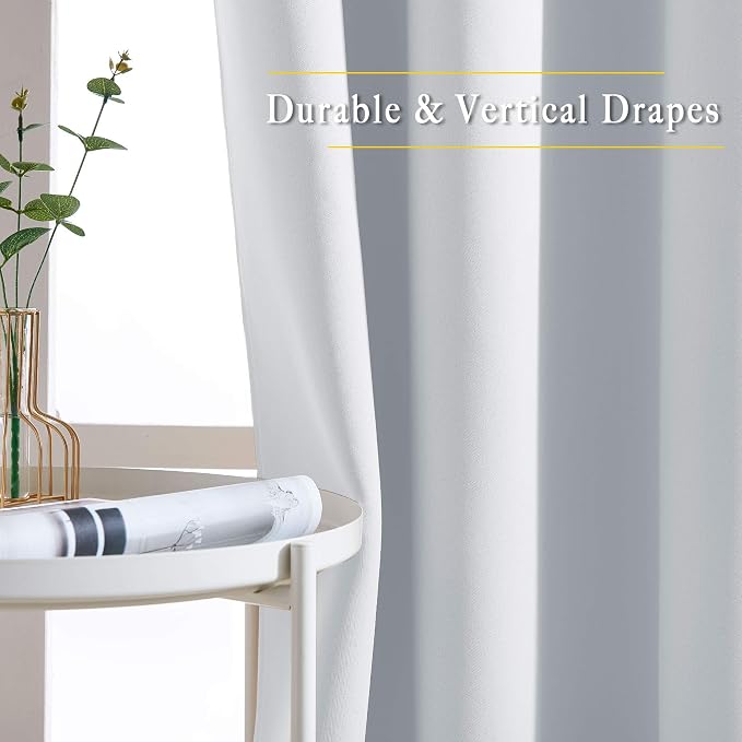 NICETOWN Greyish White Room Darkening Curtains Blackout 30 inch Curtains - Image 5