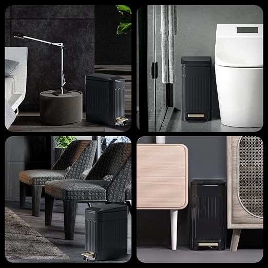 Small Bathroom Trash Can with Lid Soft Close-6L/1.6 Gal Slim Step Garbage - Image 6