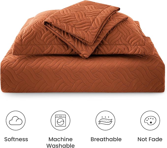 Love's cabin California King Size Quilt Bedding Set Umber Bedspread - Image 7