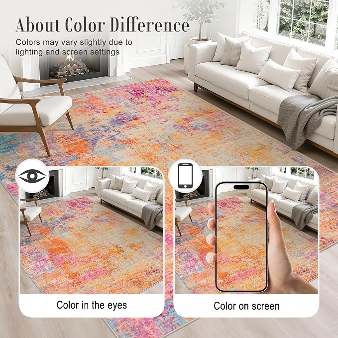 8x10 Area Rug Living Room: Modern Washable Soft Carpet Galaxy Haze | - Image 6