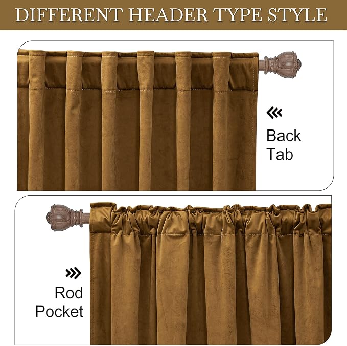 RYB HOME Velvet Curtains 120 inches, Soft Durable Drapes Room Darkening Privacy - Image 3