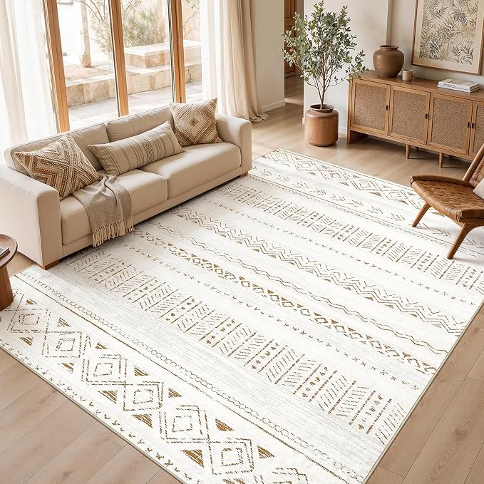 cotiled Boho 10x14 Area Rug for Living Room: Large Moroccan Washable Rug | by COTILED