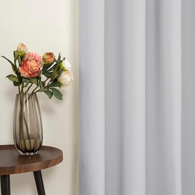 YoungsTex Short Linen Blackout Curtains 40 Inch Length, Thermal Insulated Black - Image 6