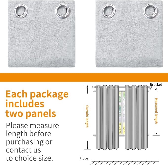 YoungsTex Linen 100% Blackout Curtains 48 Inch Length - Image 7