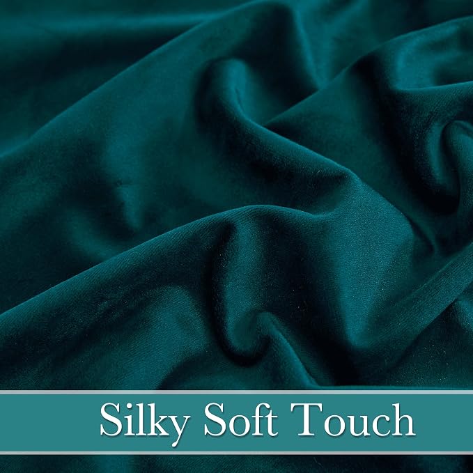 RYB HOME Teal Velvet Curtains 100 inches Long, Long Floor Length Drapes | Room - Image 4