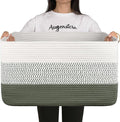 OIAHOMY Blanket Basket Laundry Basket Dog Toy Basket 75L Green/White | Large by MasterofSpaceOptimization