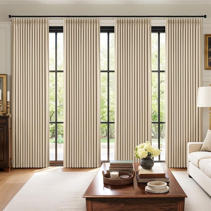MIULEE Pinch Pleated 100% Blackout Curtains 40"x90" Long Sand 4 Panels Set | by MIULEE