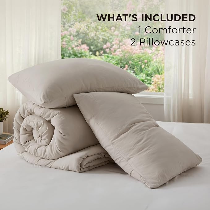 Bedsure California King Comforter Set, Muted Linen Soft Prewashed Bedding - Image 6