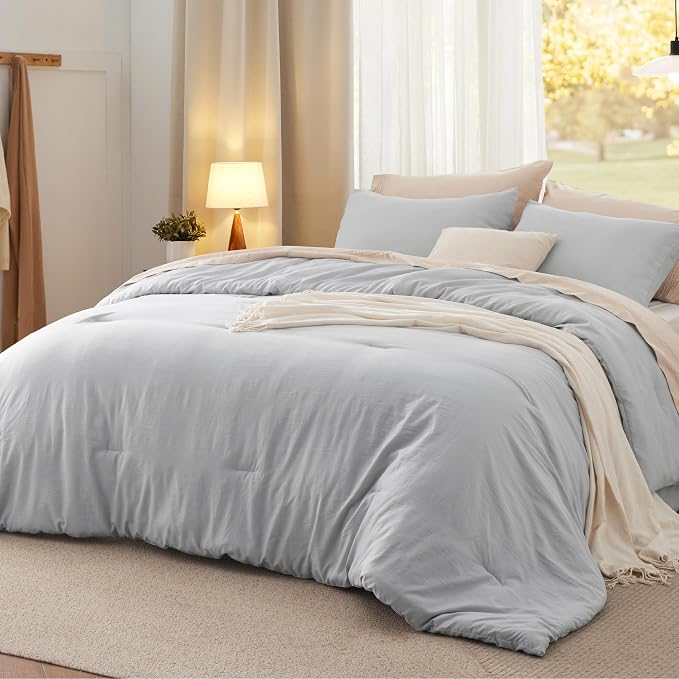 Bedsure King Comforter Set, Light Grey Soft Prewashed Bedding by Unknown