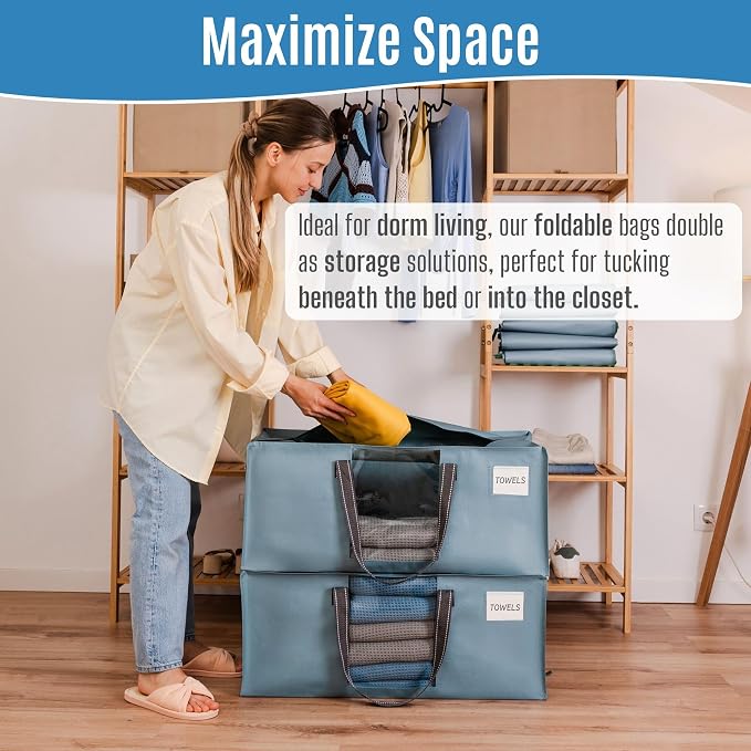 VENO Heavy Duty Moving Bags, Storage Bags, Light Blue, 4 Pack | Packing Supplies - Image 6