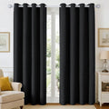 Joydeco Black Blackout Curtains 90 Inch Long 2 Panels Set, Faux Textured Linen by JOYDECO