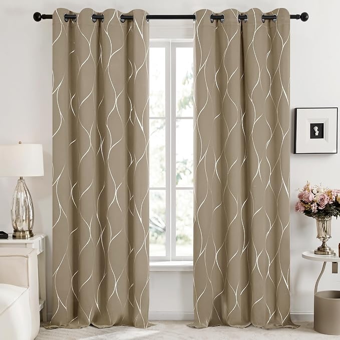 Deconovo Curtains for Living Room, Pattern Blackout Curtains 96 Inches Long | - Image 2