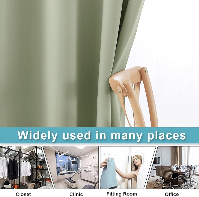 RYB HOME Privacy Curtain for Sliding Glass Door Basement Bedroom Closet | Light - Image 5