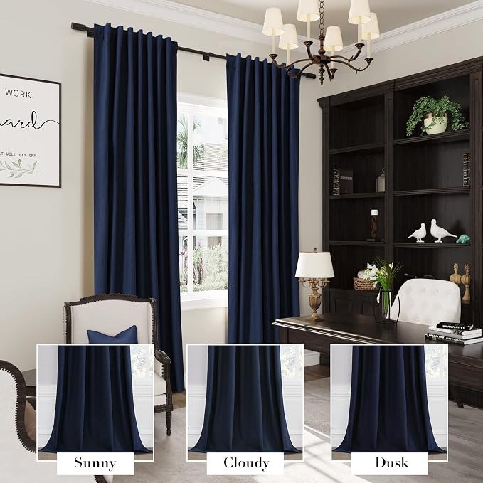 Joywell 100% Blackout Extra Long Linen Curtains 120 Inches Long - Image 6