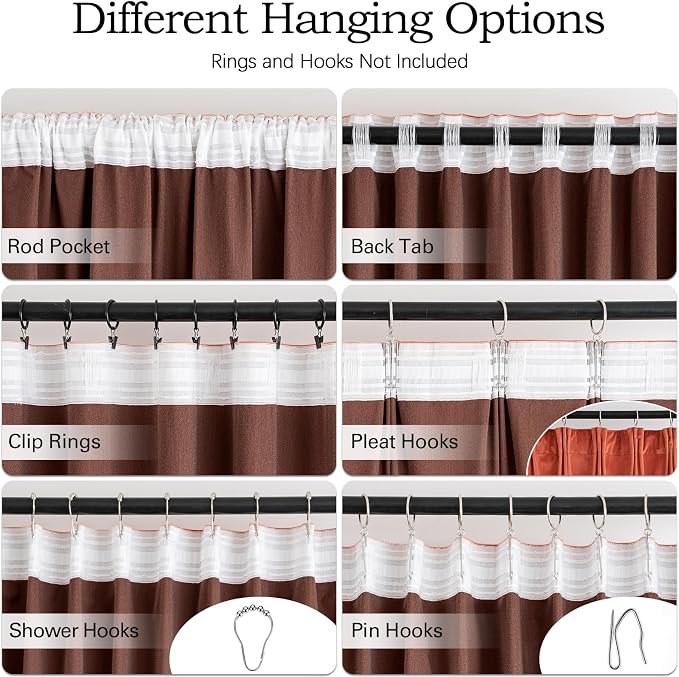 MIULEE Fall Burnt Orange Velvet Blackout Curtains Pinch Pleat 52" Wx90 L | 2 - Image 2