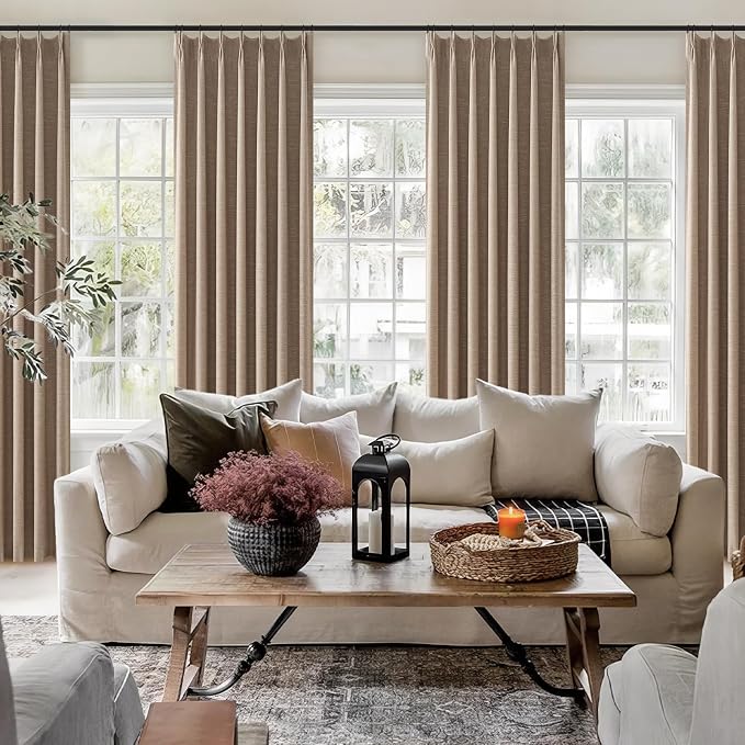 90 Inches Long Pinch Pleated Blackout Dark Flax Curtains - Image 8
