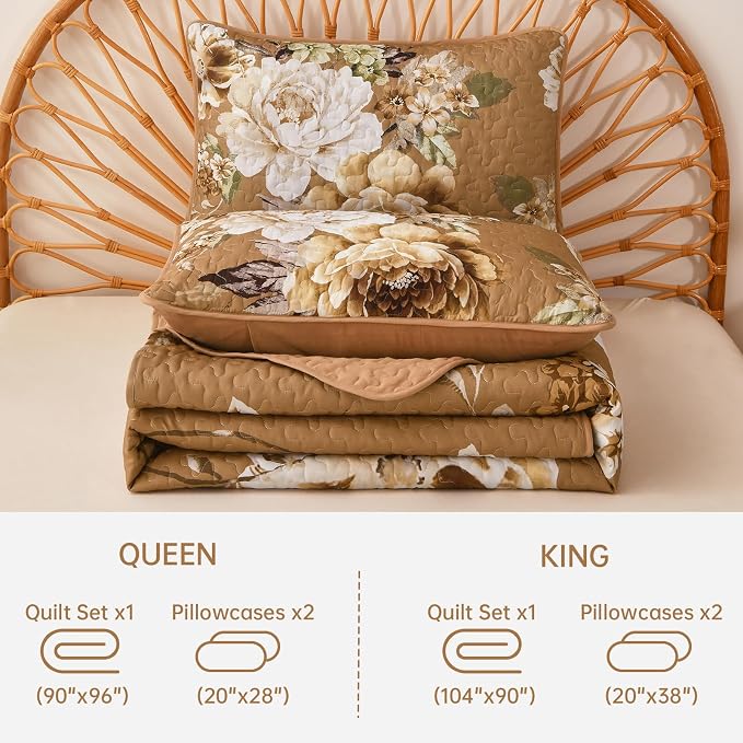 WONGS BEDDING Fall Quilt Queen Size, Soft Microfiber Lightweight Farmhouse Bed - Image 7