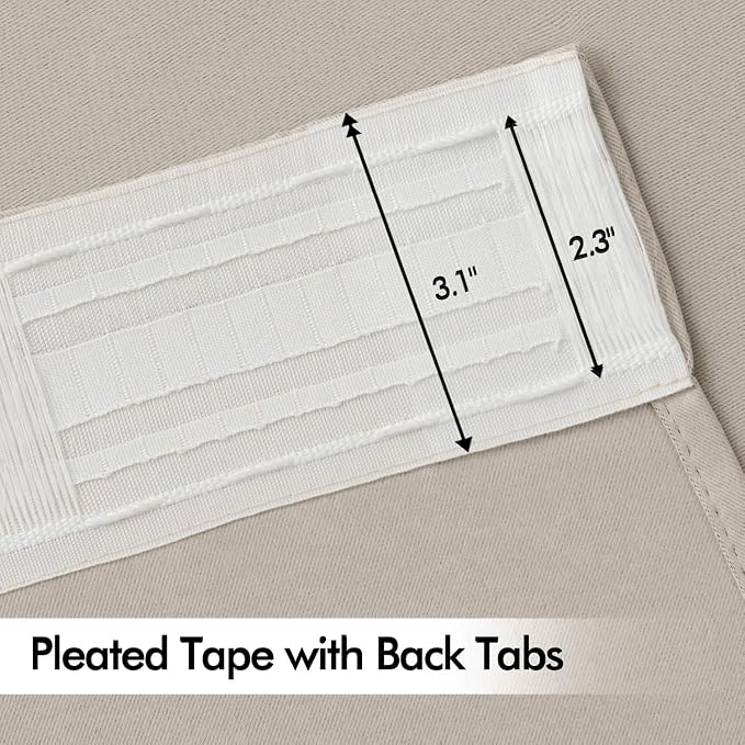 MIULEE Natural Back Tab Blackout Curtains 52x72 Inches Long 2 Panels Set | Rod - Image 4