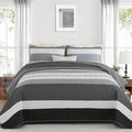 Dinjoy King Boho Striped Quilt Set, Balck White Lightweight Bedspread | Soft by DINJOY