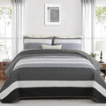Dinjoy Queen Boho Striped Quilt Set, Balck White Lightweight Bedspread | Soft by DINJOY
