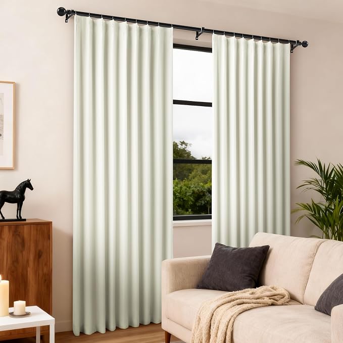 Etherealveil Birch White Pinch Pleated Blackout Curtains 2 Panels 60"x90" | - Image 5