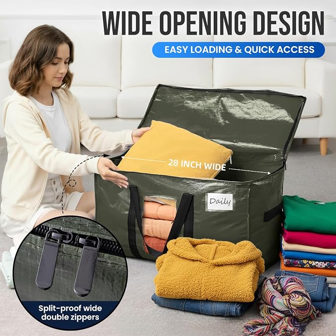 TAILI 10 Pack Green Extra Large Moving Bags, Storage Bag - Image 4