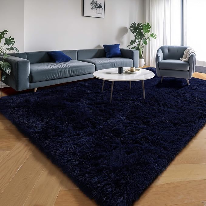 Dark Navy Blue Rugs for Living Room 5x7 Ft, Plush Area Rugs for Bedroom - Image 4