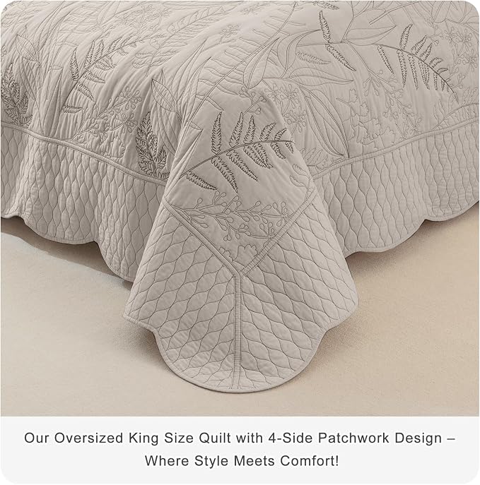 Lady Ann Oversized Queen Quilt Set, Soft & Lightweight Linen Feel Quilted - Image 7