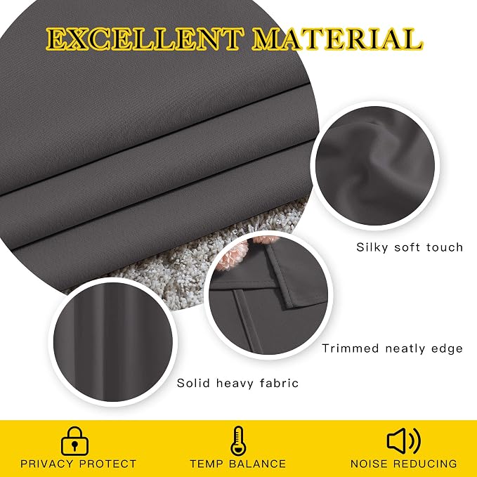 NICETOWN Grey Blackout Curtains 108 inches Long - Image 5