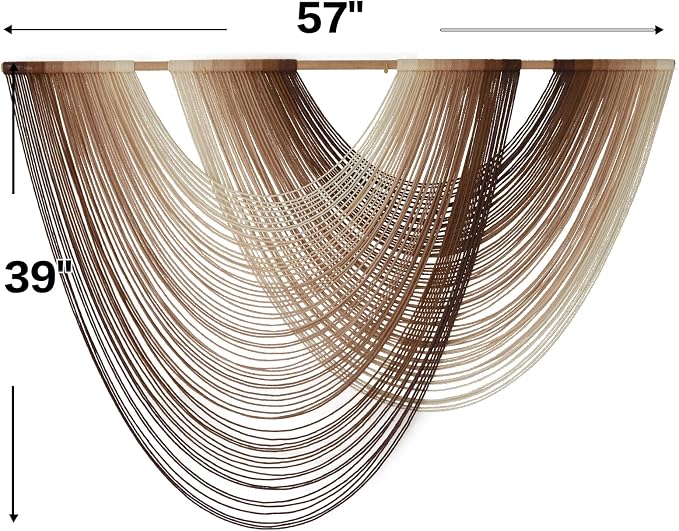 Macrame Wall Hanging Dip Dyed Large Boho Brown Fiber Wall Art 57"W*39"L | Hand - Image 5