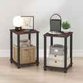 Furinno Turn-N-Tube Night Stand Set of 2, 2-Tier Nightstand, Dark Cherry | by Furinno-FitsYourSpaceFitsYourBudget