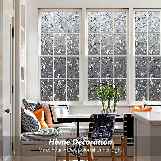 Kromapolis Window Privacy Film, Stained Glass, Non-Adhesive Renter-Friendly - Image 2