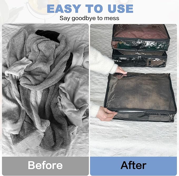 Clear Zippered Plastic Clothes Storage Bags, 6 Pack, Size: 12 x 12 x 12 Inch - Image 5