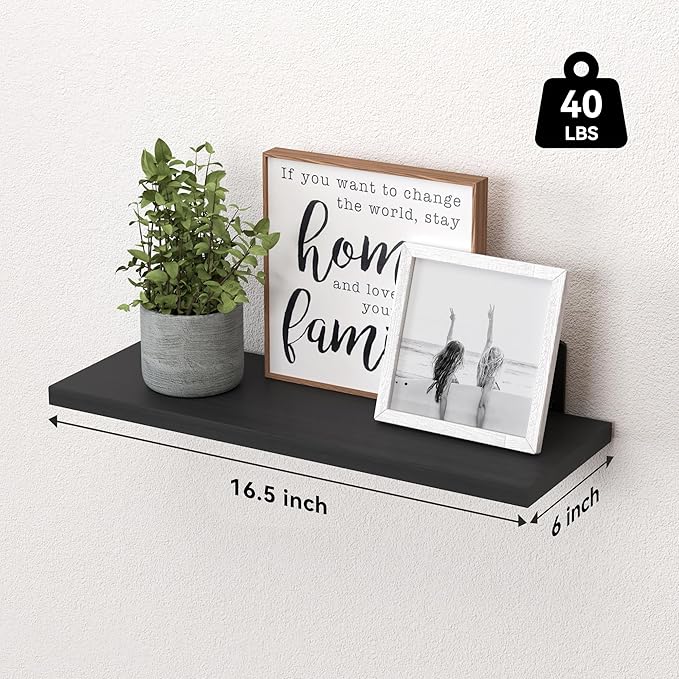 Wood Floating Shelves Set of 6, Shelves - Image 3