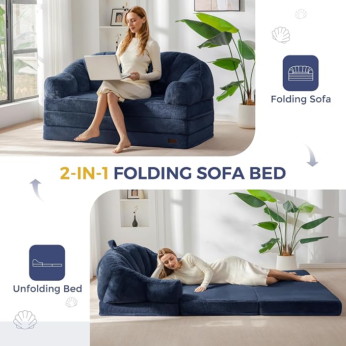 MAXYOYO Folding Sofa Bed, 2 in 1 Convertible Sofa to Lounger | Comfy Loveseat - Image 6